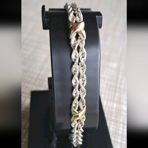 Vintage Peru Sterling Silver 925 Rope Chain Bracelet